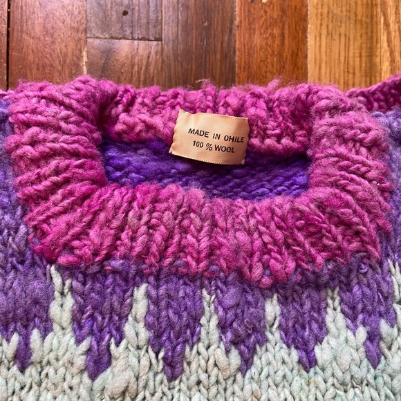 Handmade in Chile slouchy oversized chunky hippie sweater wool jumper - Picture 11 of 16